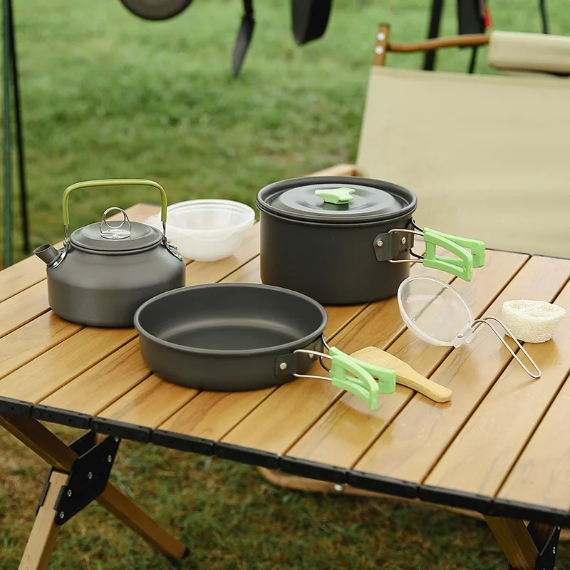 Portable Camping Cooking Set, Teapot, Coffee Kettle, Pot Pan, Cookware, DS-308