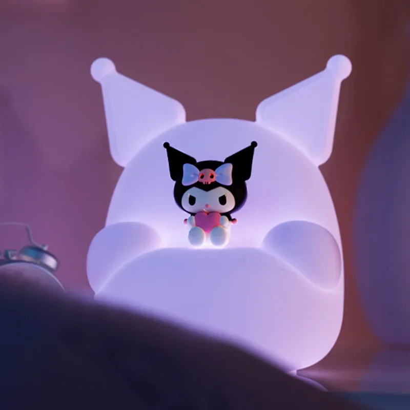 

Sanrio Kuromi Night Light Cute Cartoon Girl&Child Bedroom Fashion Soft Silicone Atmosphere Sleep Induction Lamp Holiday Gifts