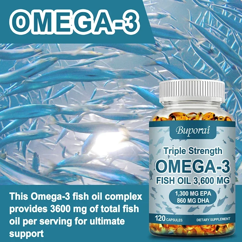 Omega 3 Fish Oil - Benefits The Cardiovascular System, Protects Eye Fatigue, Cognitive Function, and Learning Ability