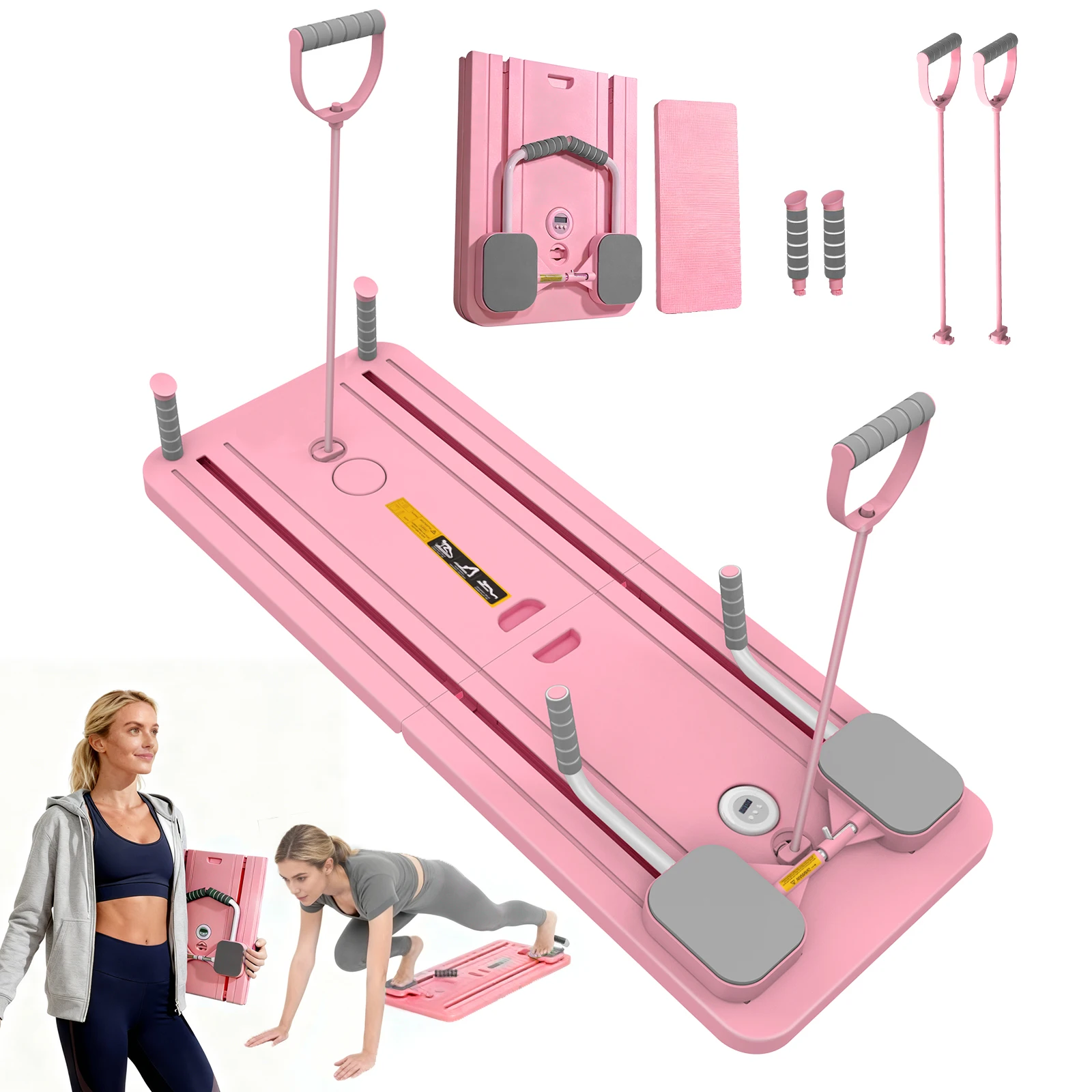 Plateforme de Pilates pliable multifonctionnelle pour abdominaux et renforcement du tronc, équipement de pompes avec compteur, pour entraînement complet du corps à domicile