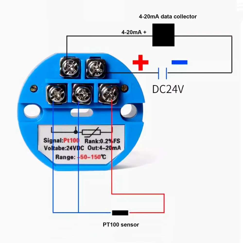 -50~150\'C PT100 temperature transmitter Thermistor thermal resistance pt100 transfer to 4-20mA signal generator converter module