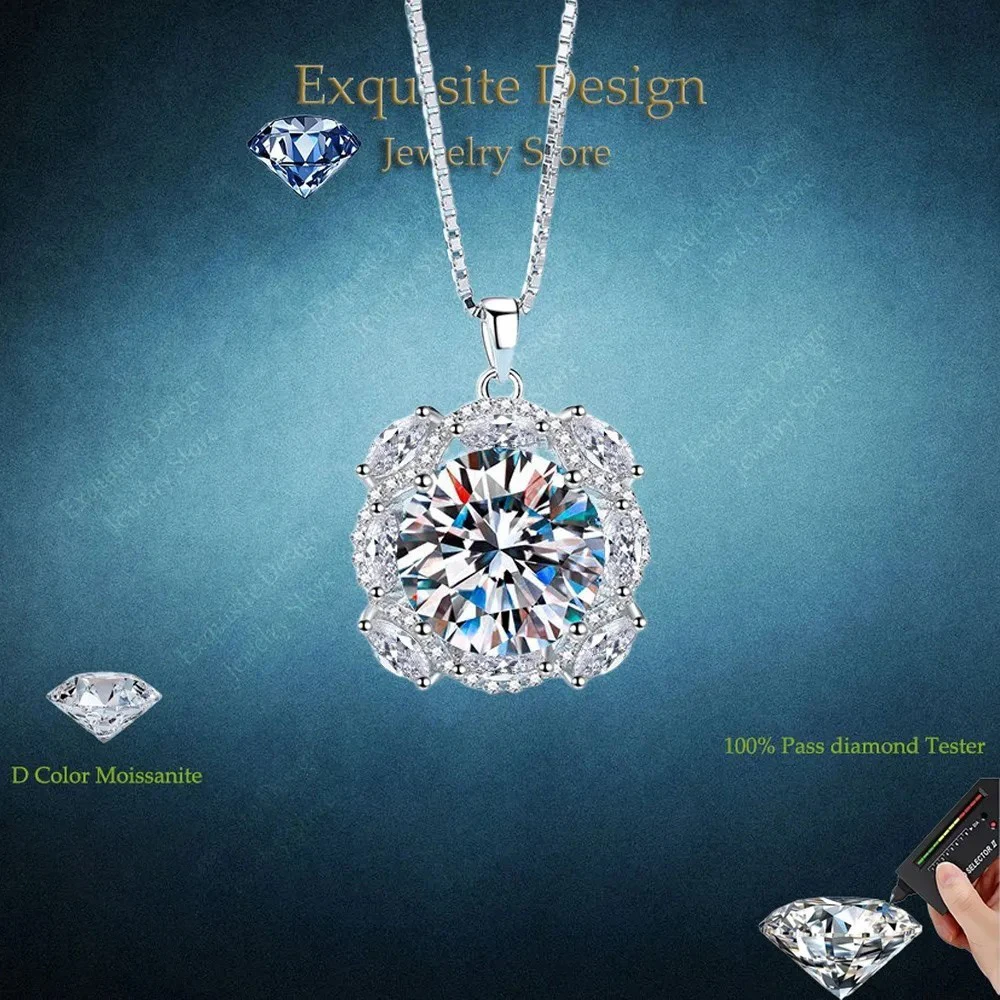 

10Carat Elegant Moissanite Diamond Pendant Girlfriend Birthday Gift PT950 Platinum Necklaces Women Daughter Wedding Fine Jewelry