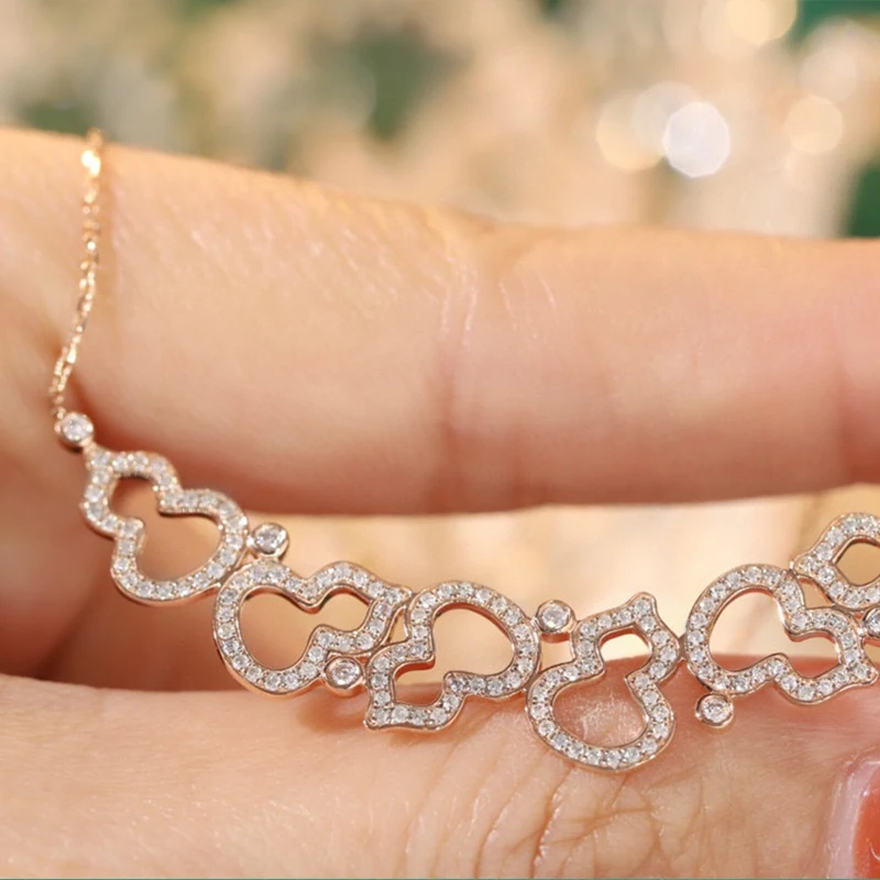 Aazuo 18K Rose Goud Echte Diamanten 0.6ct Luxe Sieraden Kalebas Vorm Ketting Voor Vrouwen Verloving Mode Ontwerp Voor Dame