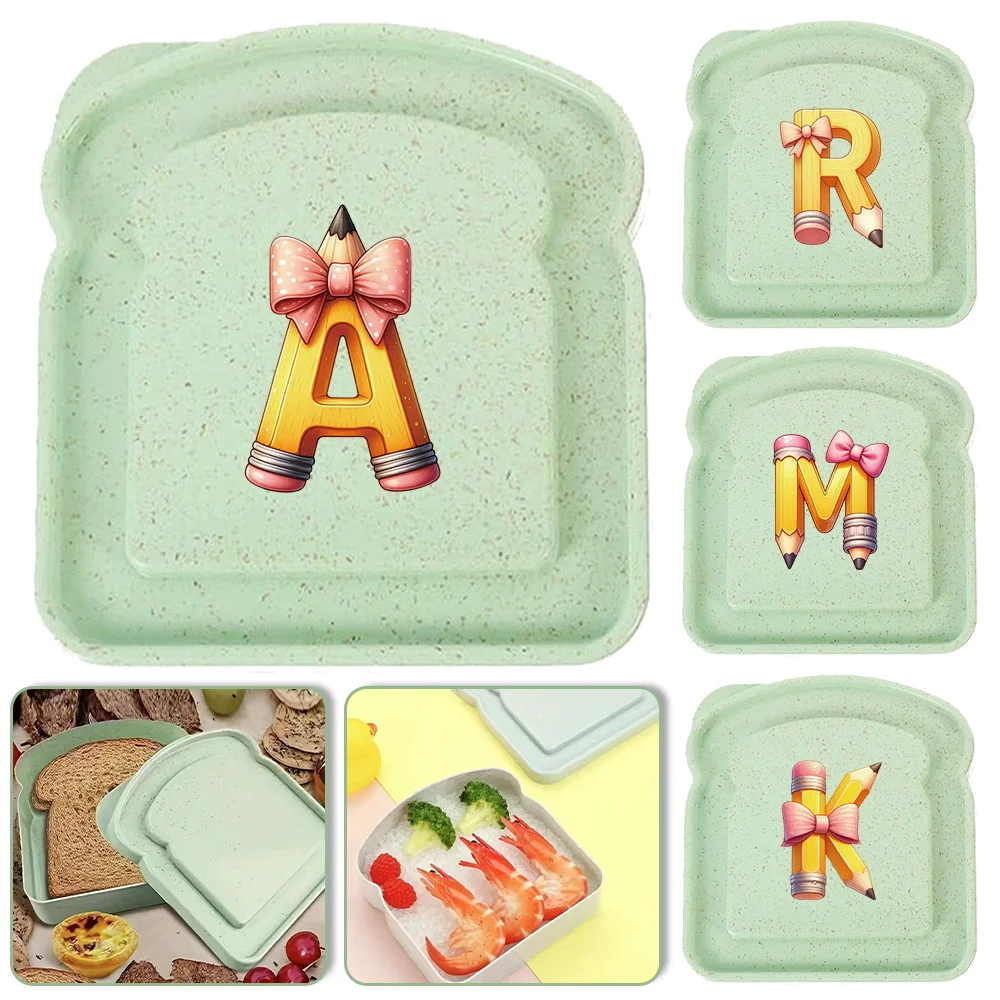 

Portable Toast Freshness Preservation Box Plastics with Cover Lunch Case Pencil Initial Name 26 Letters Pattern