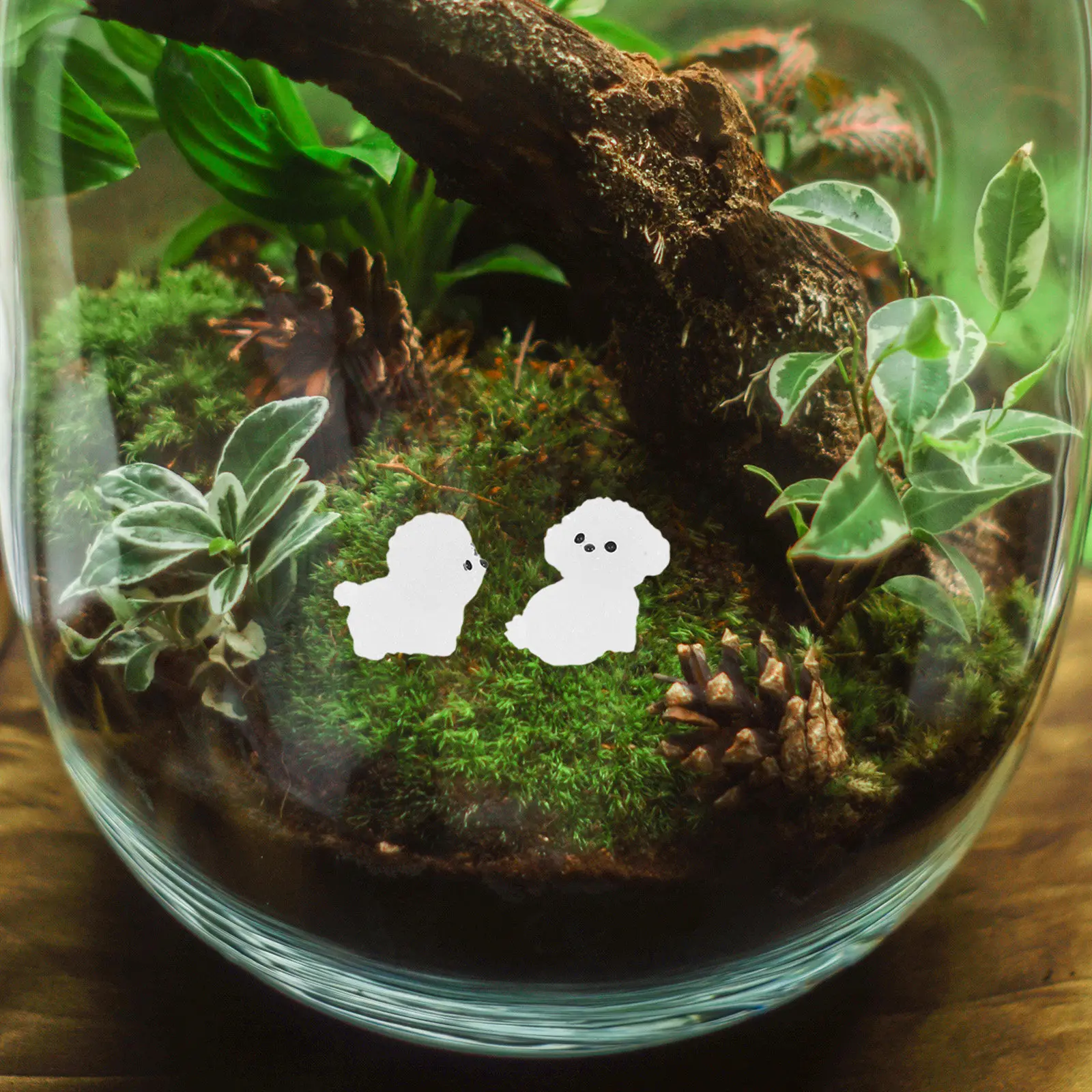 Luminous Mini Dog Resin Ornaments, 12pcs Garden Pot Decor, Fairy Garden Night Light for Indoor Outdoor Micro Landscapes