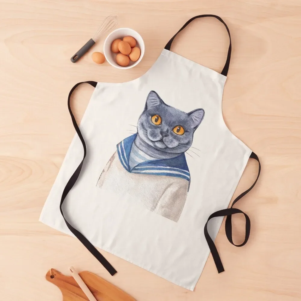 

Blue British shorthair cat Apron For Man Kitchen Utensils women's work Apron