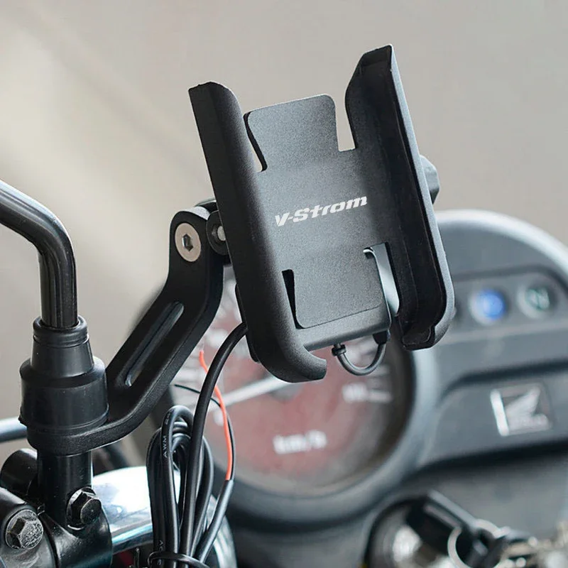 For SUZUKI Vstrom 650 650XT VSTROM V-strom 650 DL650 Motorcycle Handlebar Mirror Mobile Phone Holder Metal Black Accessories