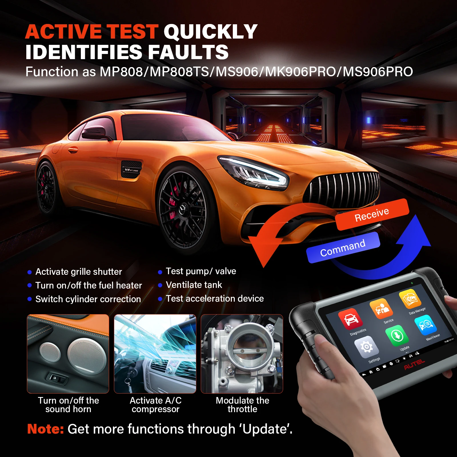 Autel MaxiCOM MK808K-BT MK808K BT قارئ رمز بلوتوث obd2 الماسح الضوئي نفس MK808BT Pro أدوات التشخيص الكاملة ثنائية الاتجاه #2