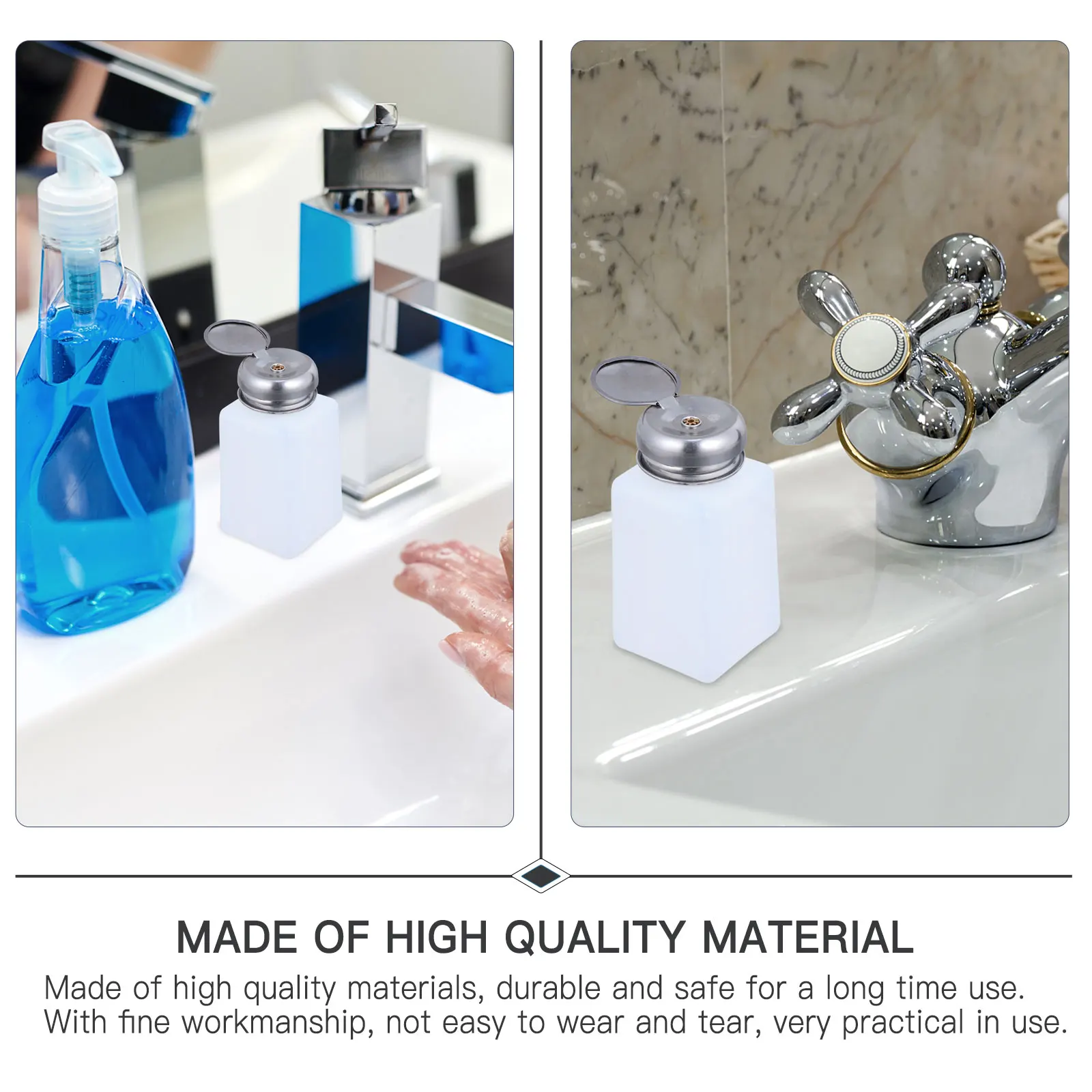 

2 pcs Press Pump Alcohol Bottle Anti-Static Empty Filling Squeeze Dispenser Plastic Lab Use Durable Portable Container Storage