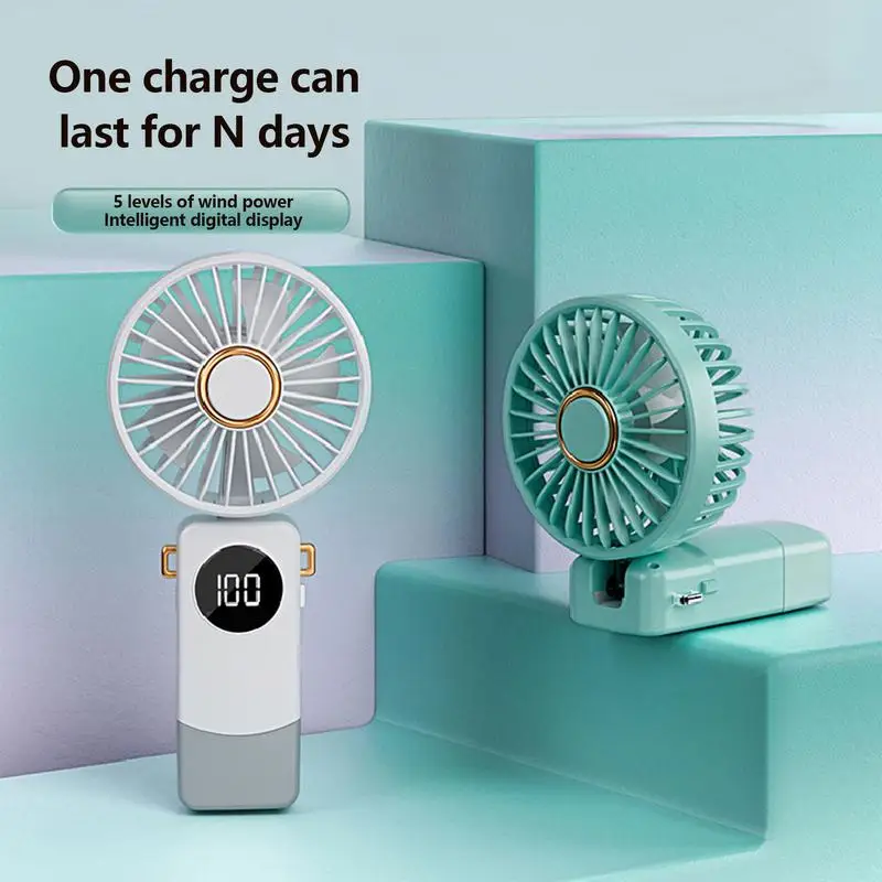 Hand Held Fan Small Rechargeable Desktop Fan Collapsible USB Rechargeable Portable Air Conditioner Desktop Cooling Device