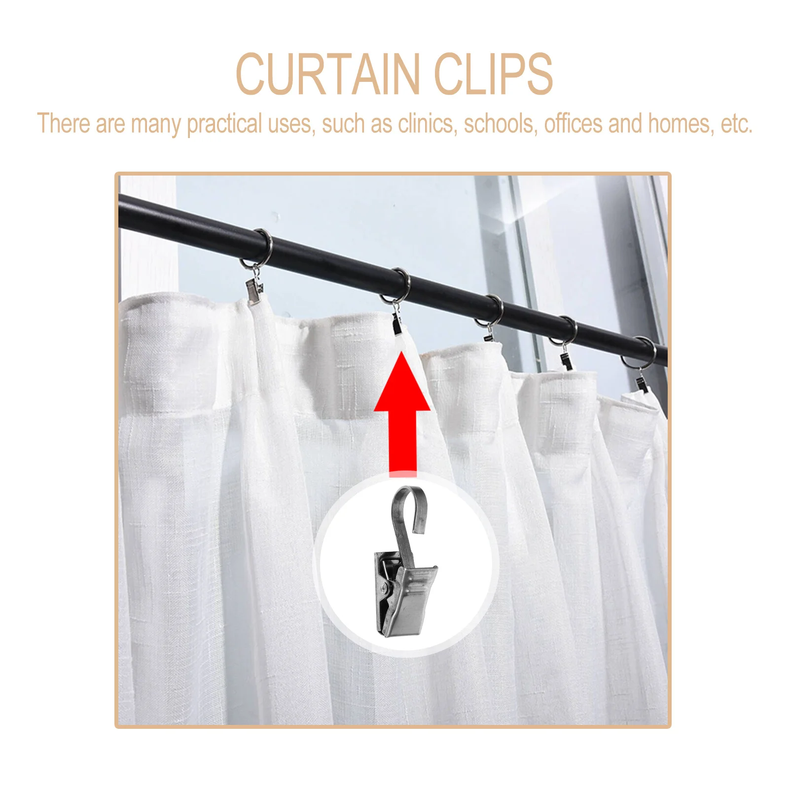 20 قطعة مشابك ستائر معدنية عالية الجودة للستائر والصور سهلة الاستخدام مشابك ستائر متعددة الوظائف مشبك ستارة الدش #6