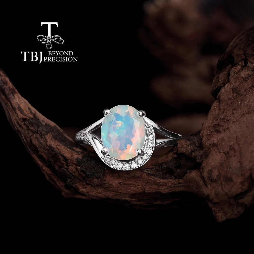 

925 sterling silver women's ring Oval 8*10mm October Birthstone fine Jewelry for birthday wear, Natural opal enhance imagination