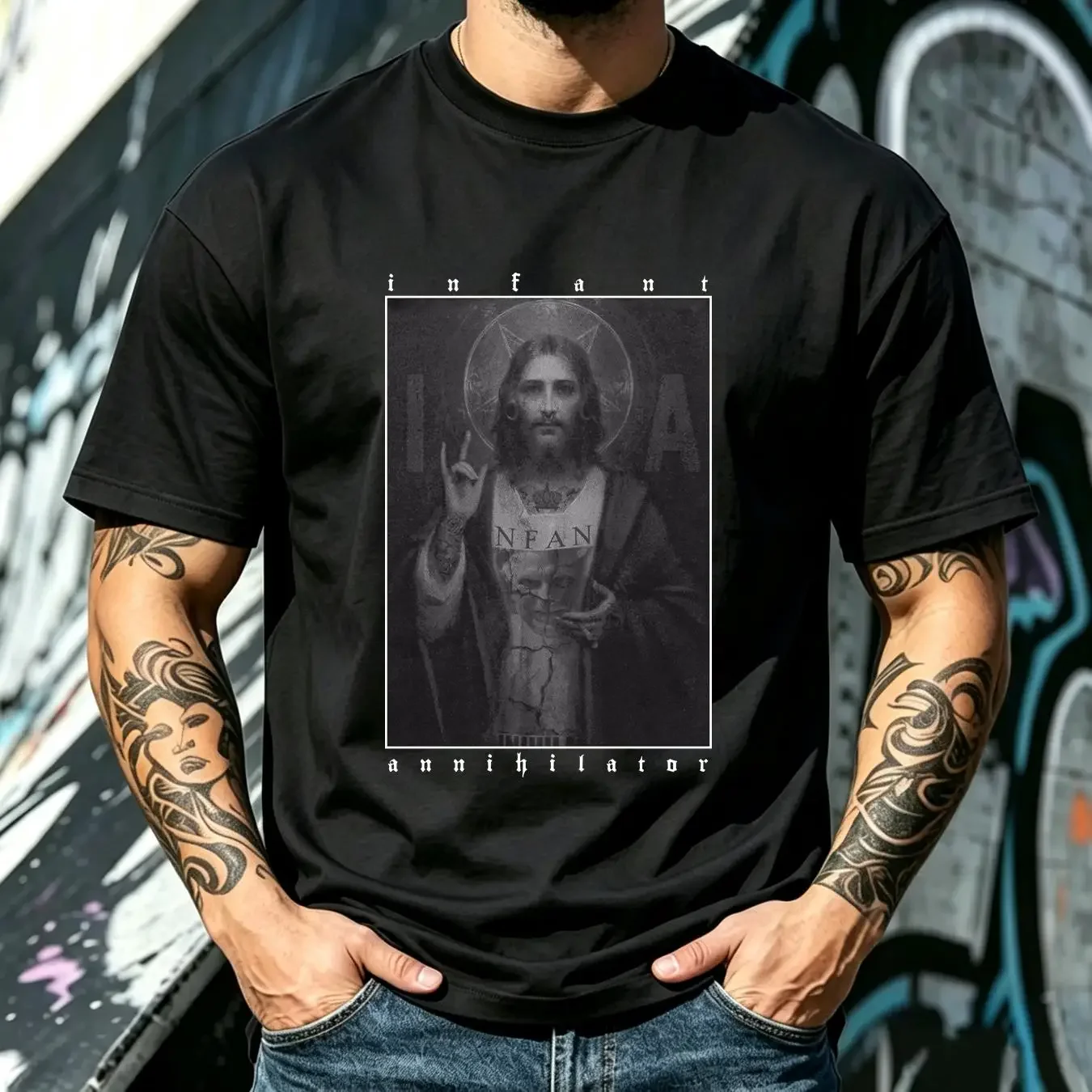 washed T Shirt infant annihilator jesus vintage Washed Casual Versatile Comfortable designer clothes homme