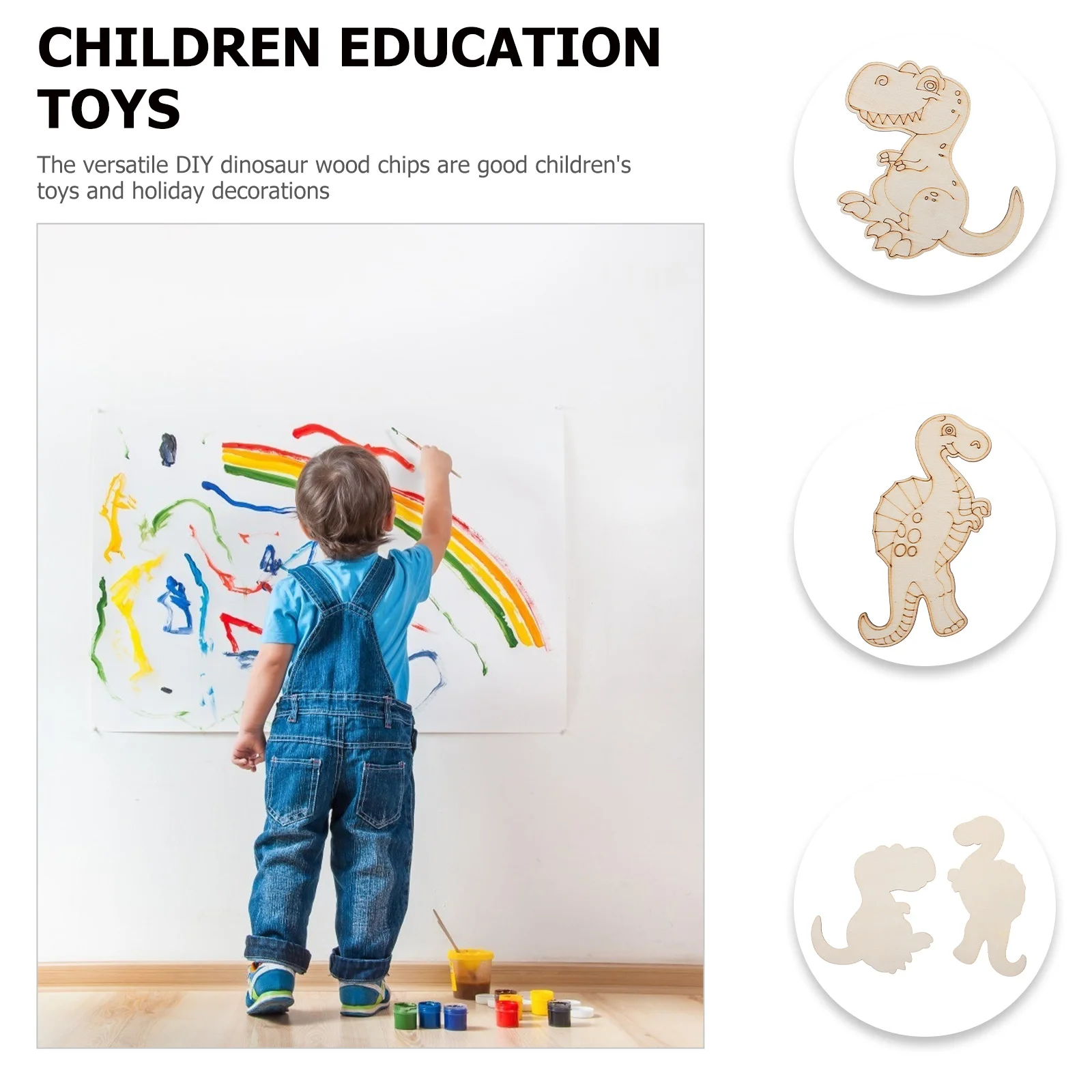 20 Pcs Toys Unfinished Wood Shapes Graffiti Dinosaur Chips Handmade Painting Cutouts for Crafts
