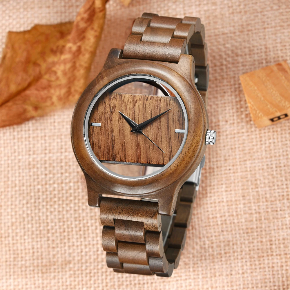 

Новые уникальные мужские часы с полым коричневым деревянным диском, роскошные модные модные мужские аксессуары, часы