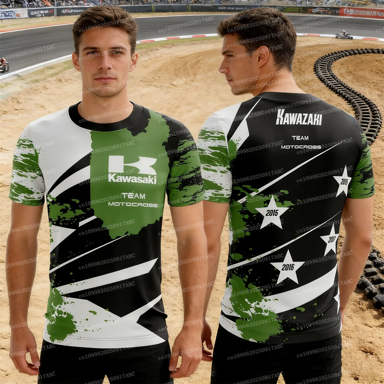 

（Kawasaki ）Summer Men's Tshirt Kawasaki T-Shirt Motorcycle 3D Print Men Top Locomotive Competition Suit Kids Unisex Sports Top