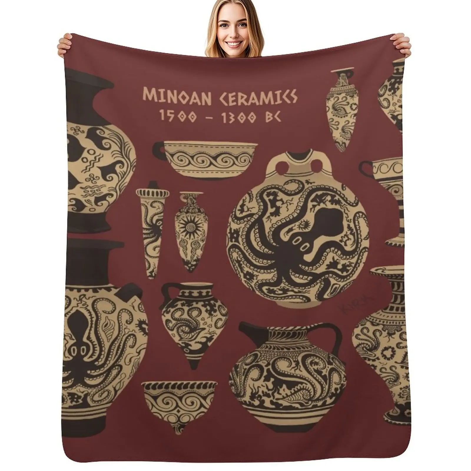 Late Minoan Ceramics Throw Blanket Men's Soft Warm Throw Blanket for Couch
