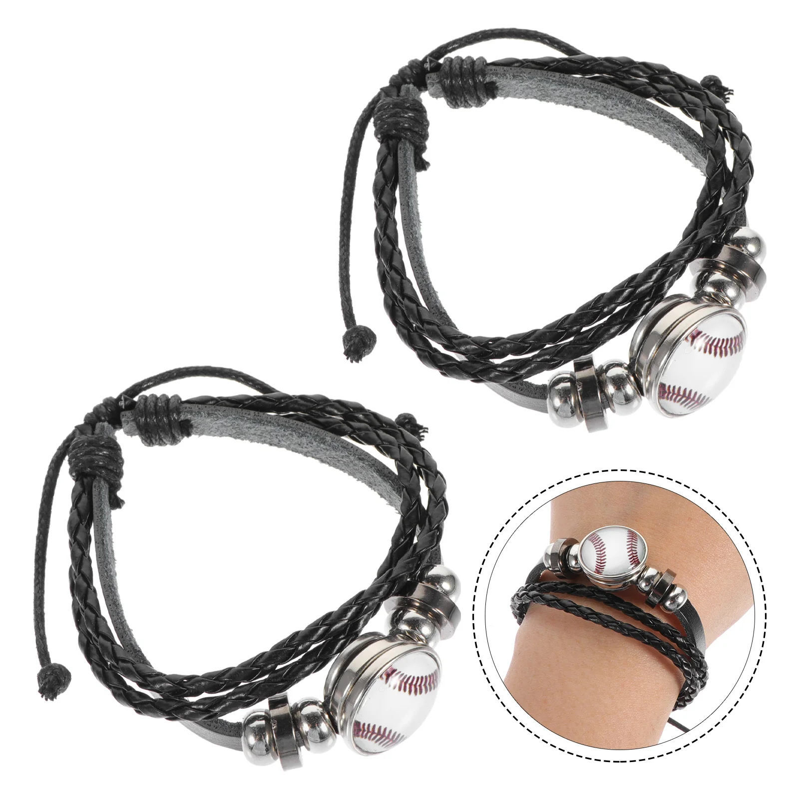 

2 шт. плетеные браслеты с бейсбольным дизайном, модные браслеты из бисера для женщин и мужчин, прочный материал премиум-класса, юбилей