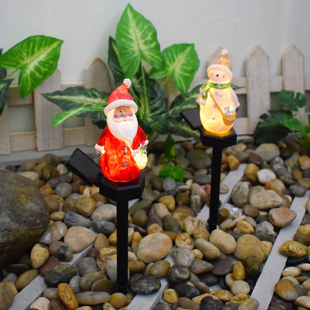 LED Christmas Decoration Solar Lights Resin Snowman/Santa Claus Outdoor IP55 Garden Modern Courtyard Landscape Atmosphere Lamps