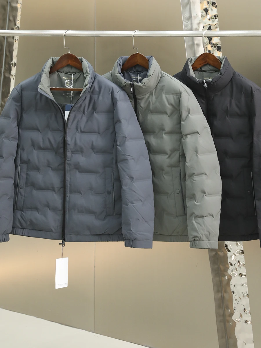 

High-End 90 Du down Jaet Men's Faion Stand Collar Warmth Waterproof Windproof Autumn Winter Polyester Fiber Zipper Closure