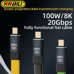 NNBILI PD 100W USB C to USB C Cable USB 3.2 Type-C 20Gbps 8K @ 60Hz Video Data Cord for PC Laptop Macbook iPad iPhone 15 Pro Max