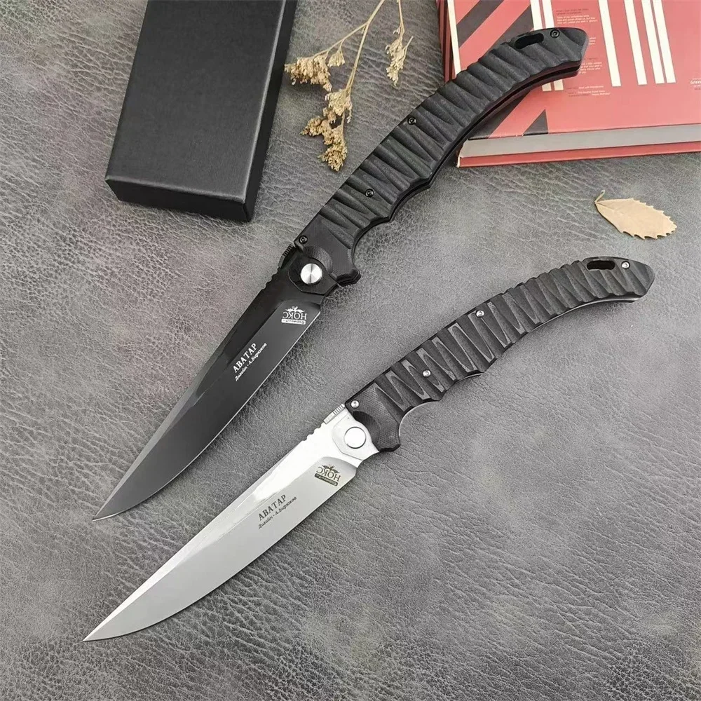 

HOKC Russian Tactical Folding Knife D2 Steel Blade G10 Handles Hunting Self Defense EDC Camping Survival Knives Tools