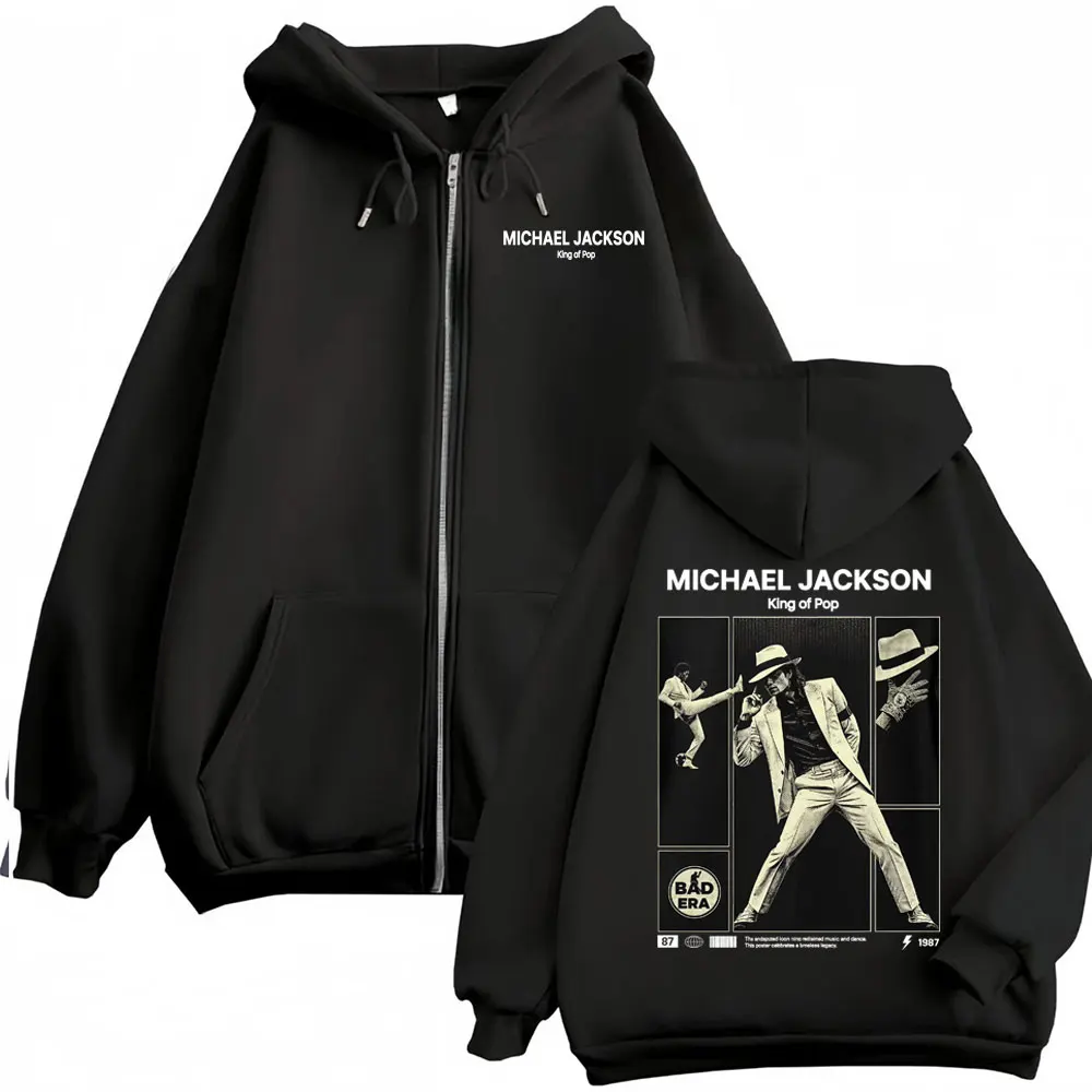 

Толстовки на молнии Michael Jackson King of Pop, мужская одежда, классические винтажные куртки, толстовки, флисовые куртки с капюшоном на молнии в стиле Харадзюку