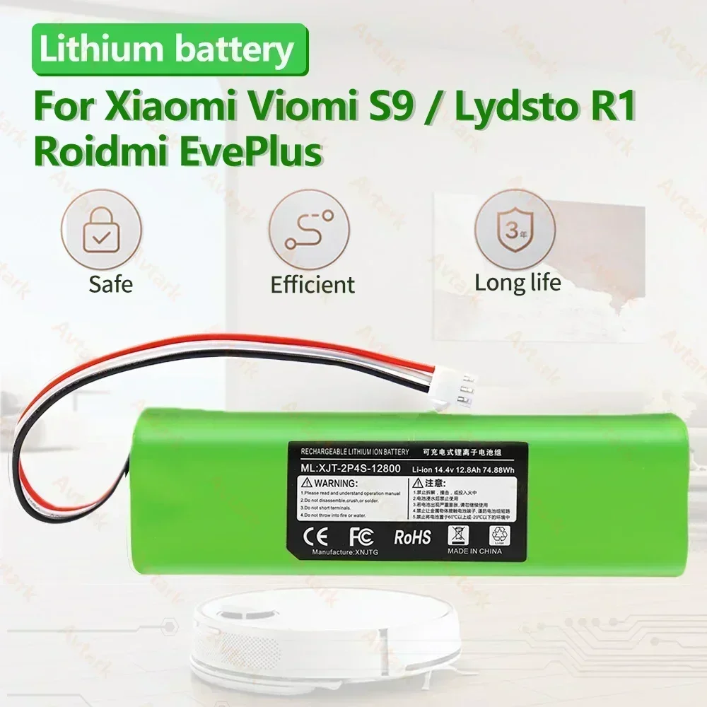 Replacement For XiaoMi Lydsto R1 Roidmi Eve Plus Viomi S9 Robot Vacuum Cleaner Battery Pack Capacity 12800mAh Accessories Parts