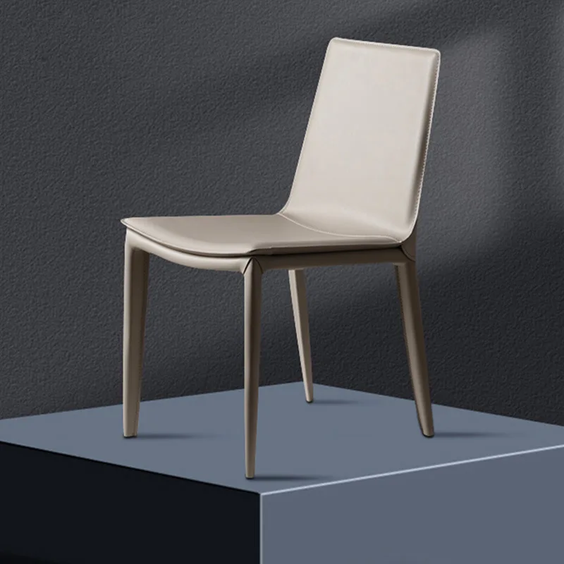 Light luxury saddle leather dining chair model room cafe hotel desk simple household leather chair Nordic saddle
