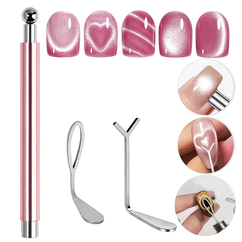 Nail Art Nail Magnetic Stick Cat Eye Magnet Double Headed Nail Art Cylindrical Ball Heart-shaped Hollow Cat Eye Magnet Tools