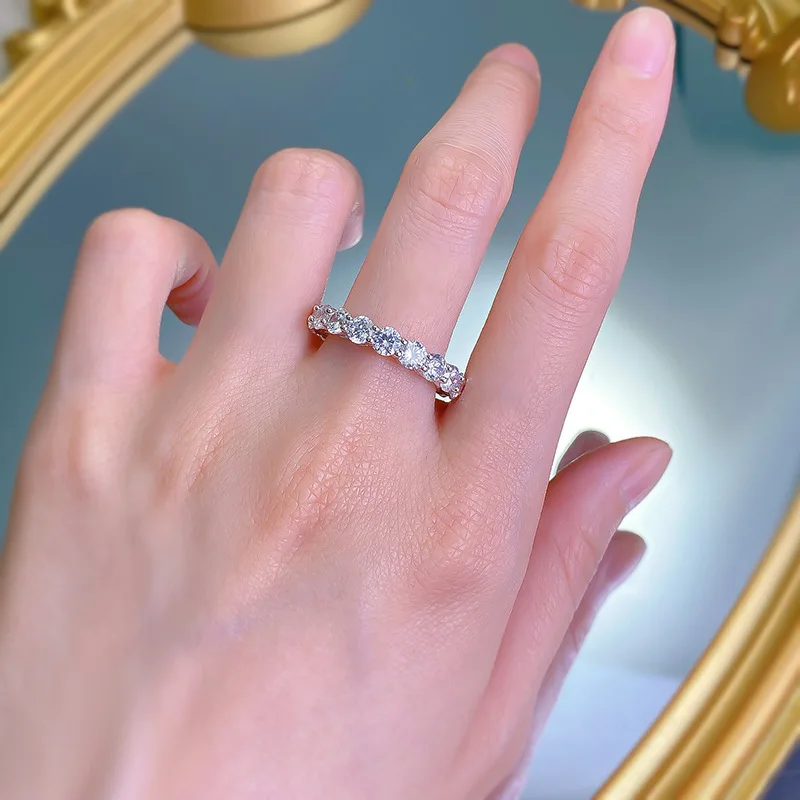 Eternity Lovers 4mm Lab Diamond Ring 925 Sterling Silver Wedding Band Rings for Women Men Engagement Promise Party Jewelry