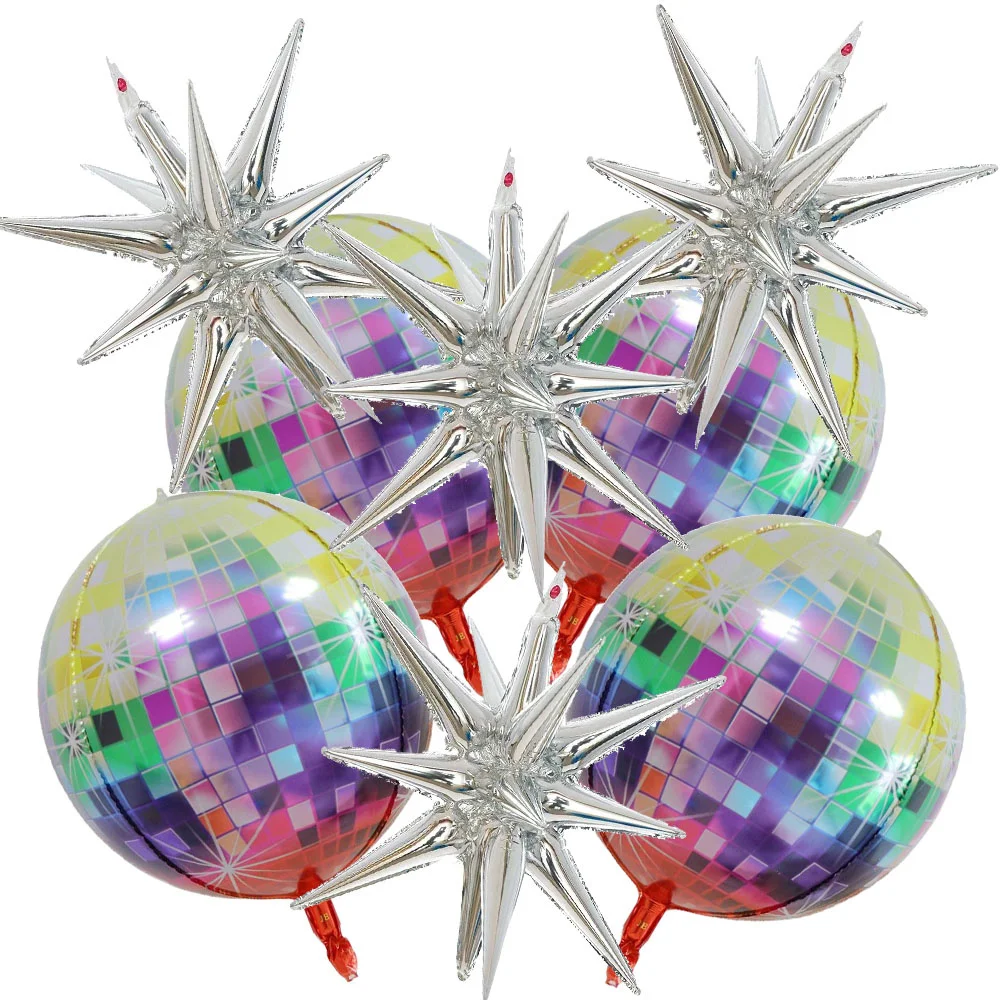 8pcs 22inch Silver Disco Explosion Star Aluminum Film Balloon Set Birthday Single Party Wedding Venue Decoration Balloon