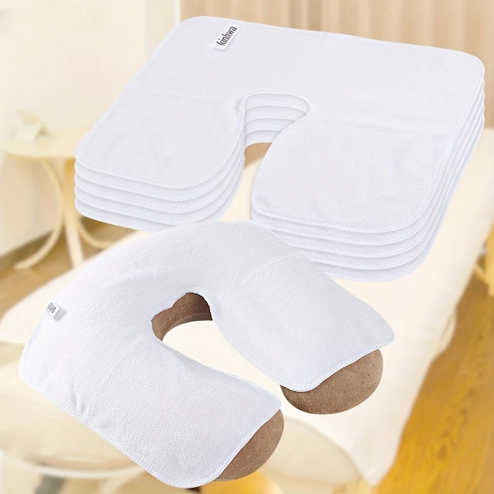 

6pcs Micorfiber Head Pad Towel - Heart-Shaped U-Shaped Hole, Soft Fluff-free Washable Durable Economical for Beauty/SPA