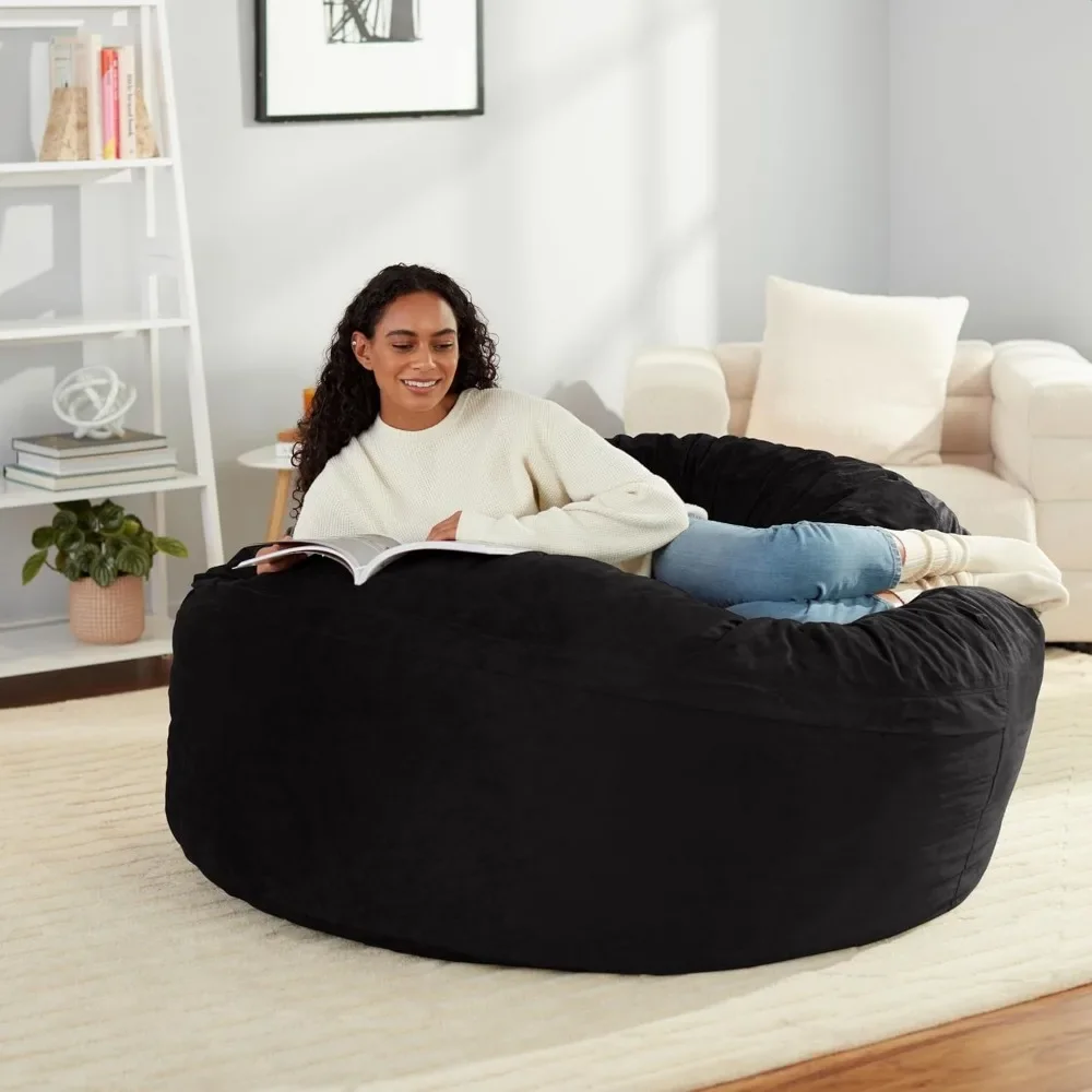 5FTRound Beanbag Floor Chair with Microfiber Cover, for Playing Video Games, Watching Movies, or Visiting with Friends