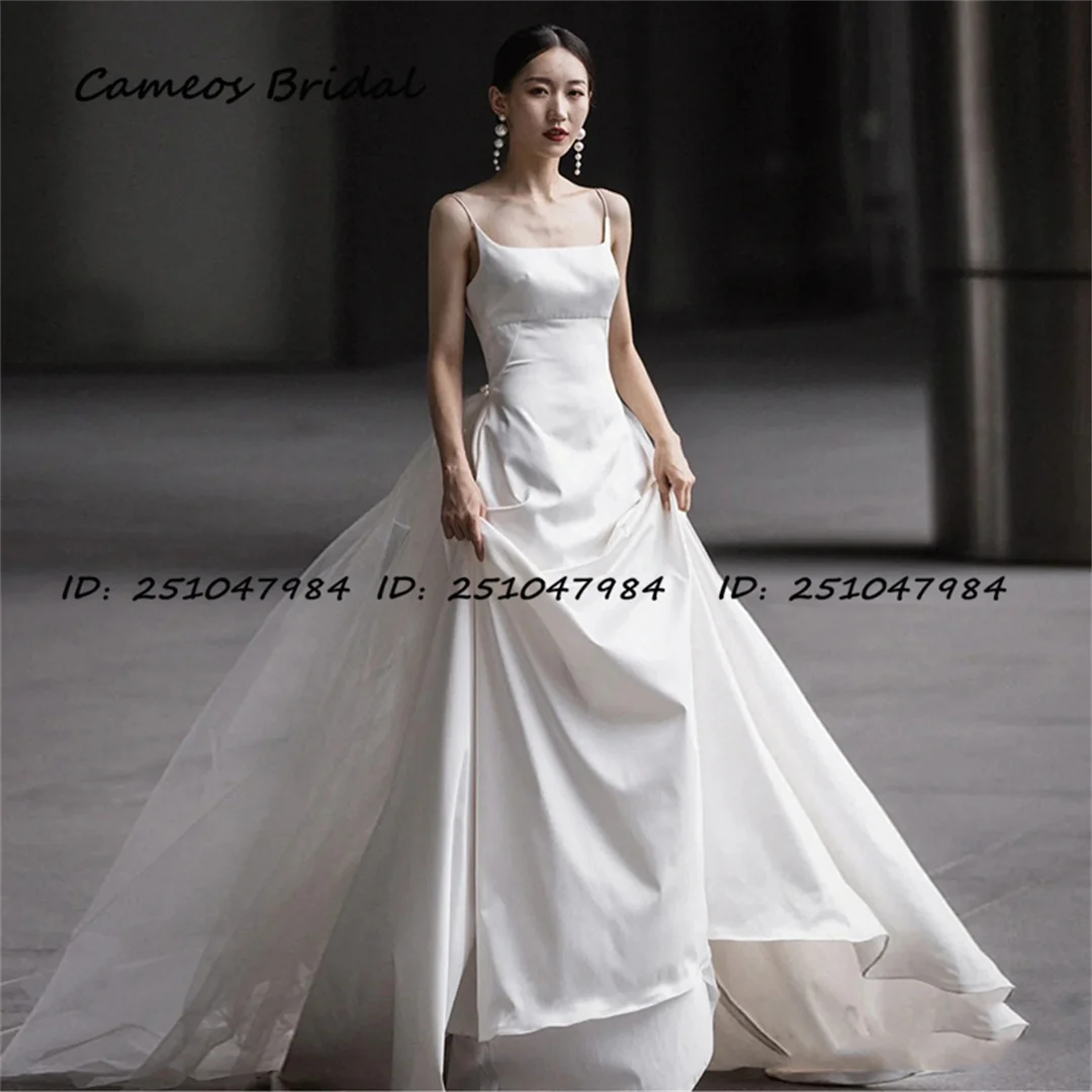 SONDR Elegant Spaghetti Straps Custom Made Mermaid Sleeveless Wedding Dresses Satin Ivory Brides Gowns Women Bridal Dresses