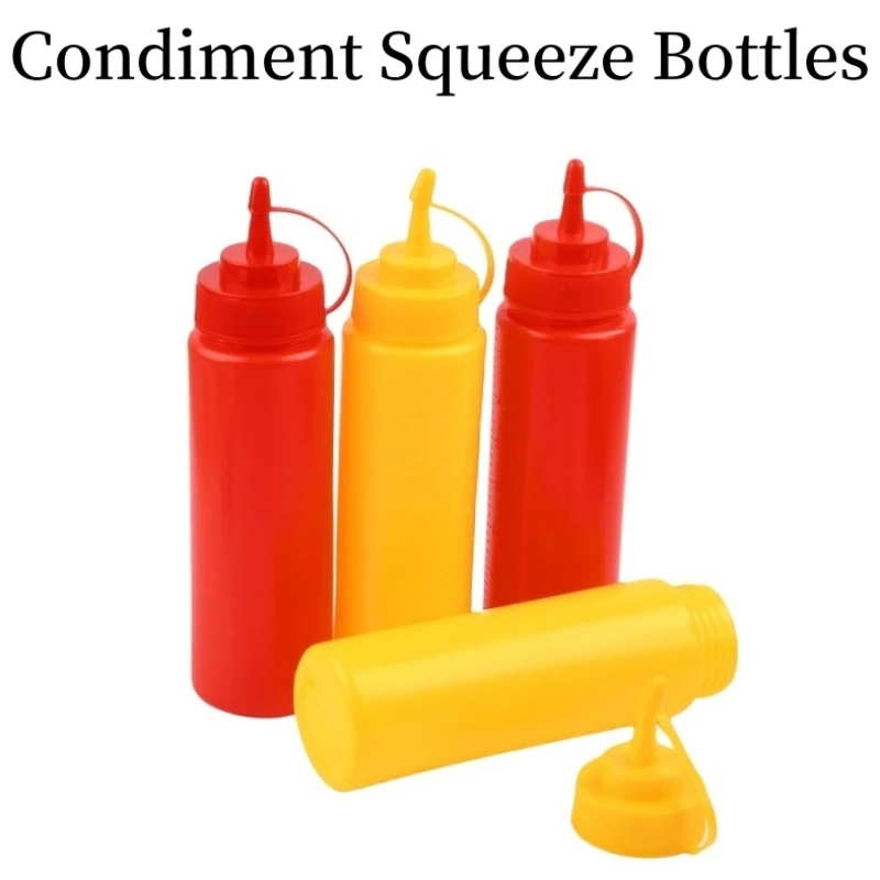 Boquillas para condimentos de 250/340/500/680ML, botellas para escurrir Ketchup, mostaza, salsas para barbacoa, salsas calientes de Mayo, botellas de aceite de oliva, Gadget de cocina