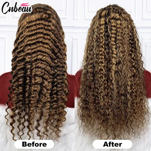 Imagen 2 del producto Peluca Frontal de encaje HD 13x 6/13X4, pelucas de onda profunda resaltadas de rubio miel, peluca de cabello humano 100%, pelucas de cabello humano con encaje Frontal 13x4 para mujeres