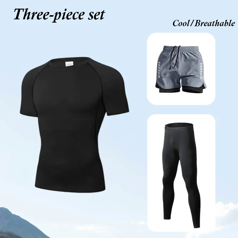 

Мужские высокоэластичные спортивные леггинсы для бега и фитнеса, быстросохнущие, для тренировок на открытом воздухе, весна-лето