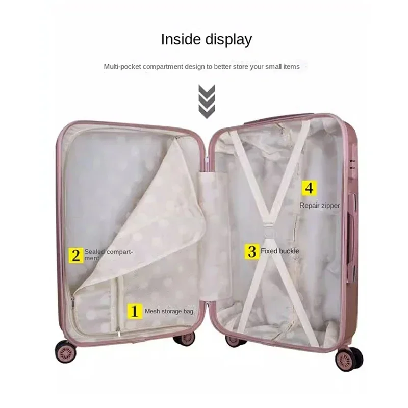 New Fashion Suitcase Fashion Lightweight Suitcase Sets Women PC Boarding Luggage Zipper Trolley Case with Small Makeup Case