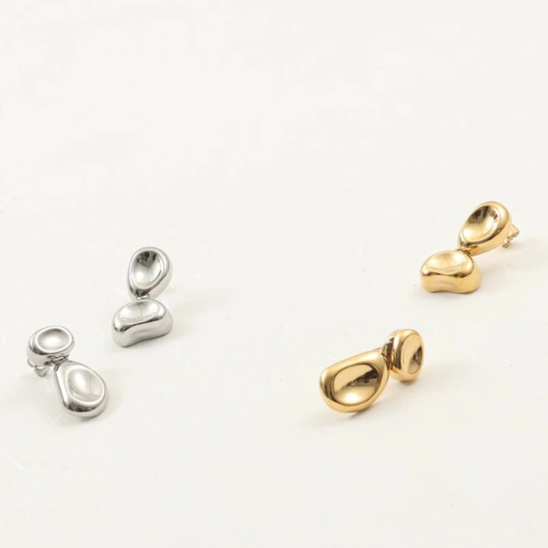 Art Concave Earrings for Women Stainless Steel Studs Earring PVD Gold Plated Jewelry