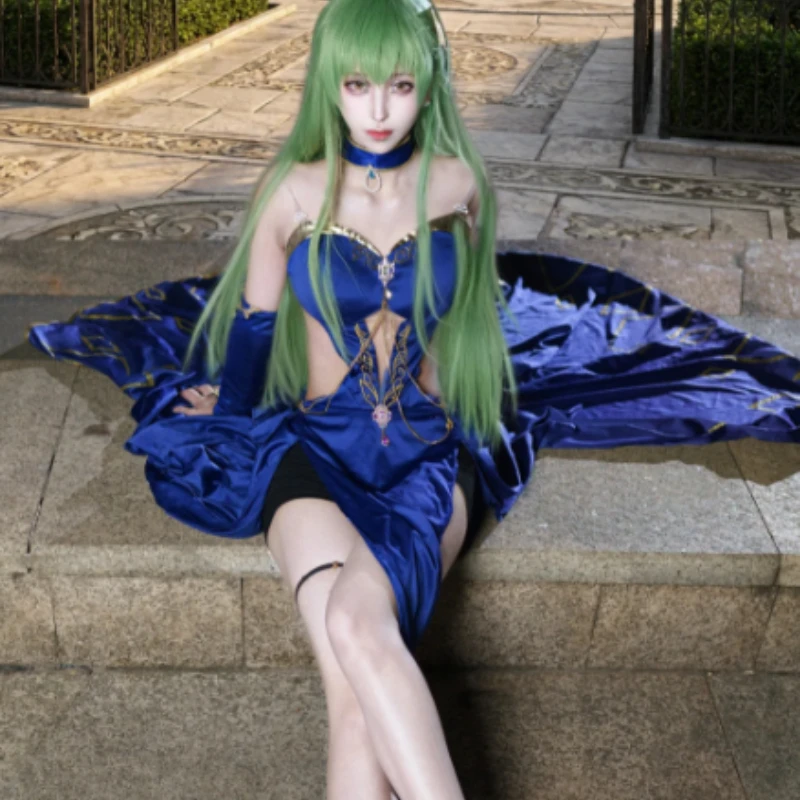 

Black Lace Chess Queen C.C. Cosplay Costume Banquet Evening Gown Full Set for Women Halloween Party