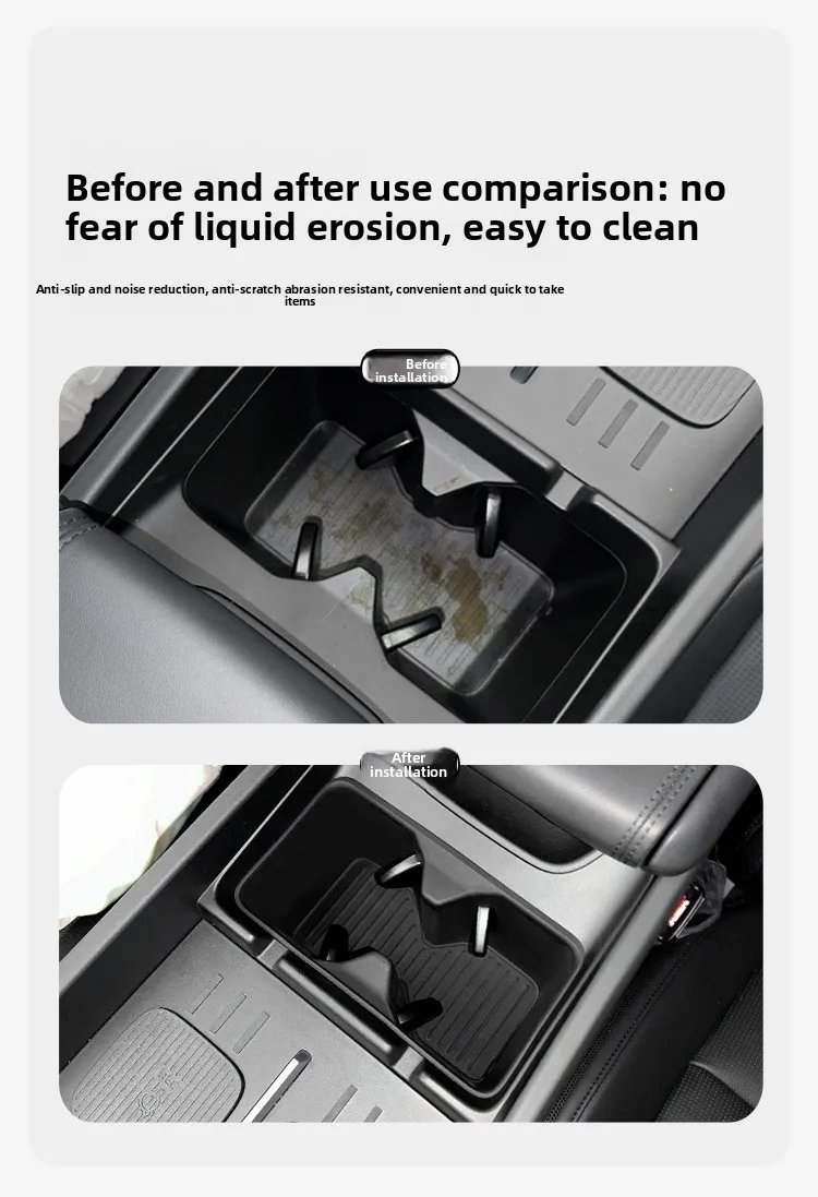 For 2024-2026 Hyundai Santa Fe Cup Holder Insert, Silicone Center Console Cup Mat Non-Slip Drink Protector Pad Car Interior