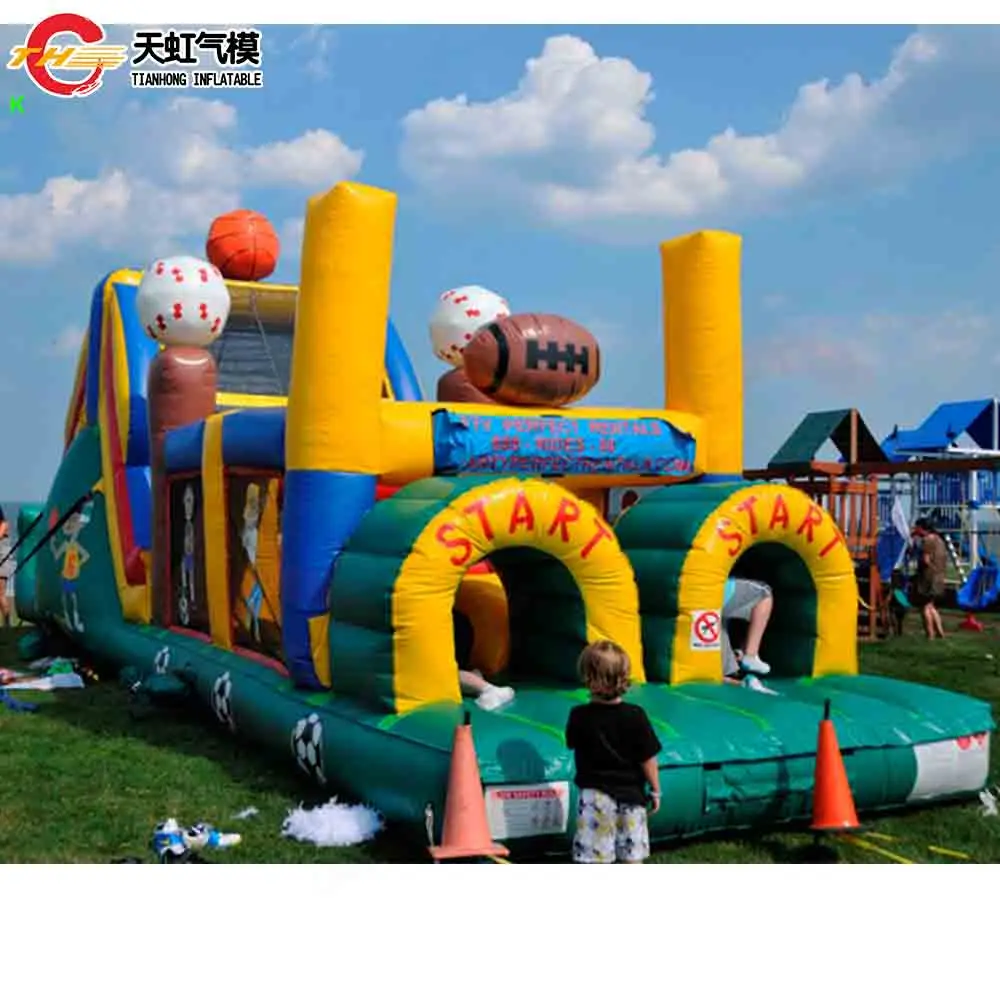 Sea Ship 40ft Giant Inflatable Obstacle Course Sport Game Football Rugby Basketball 3 IN 1 Inflatable Obstacle Running Games