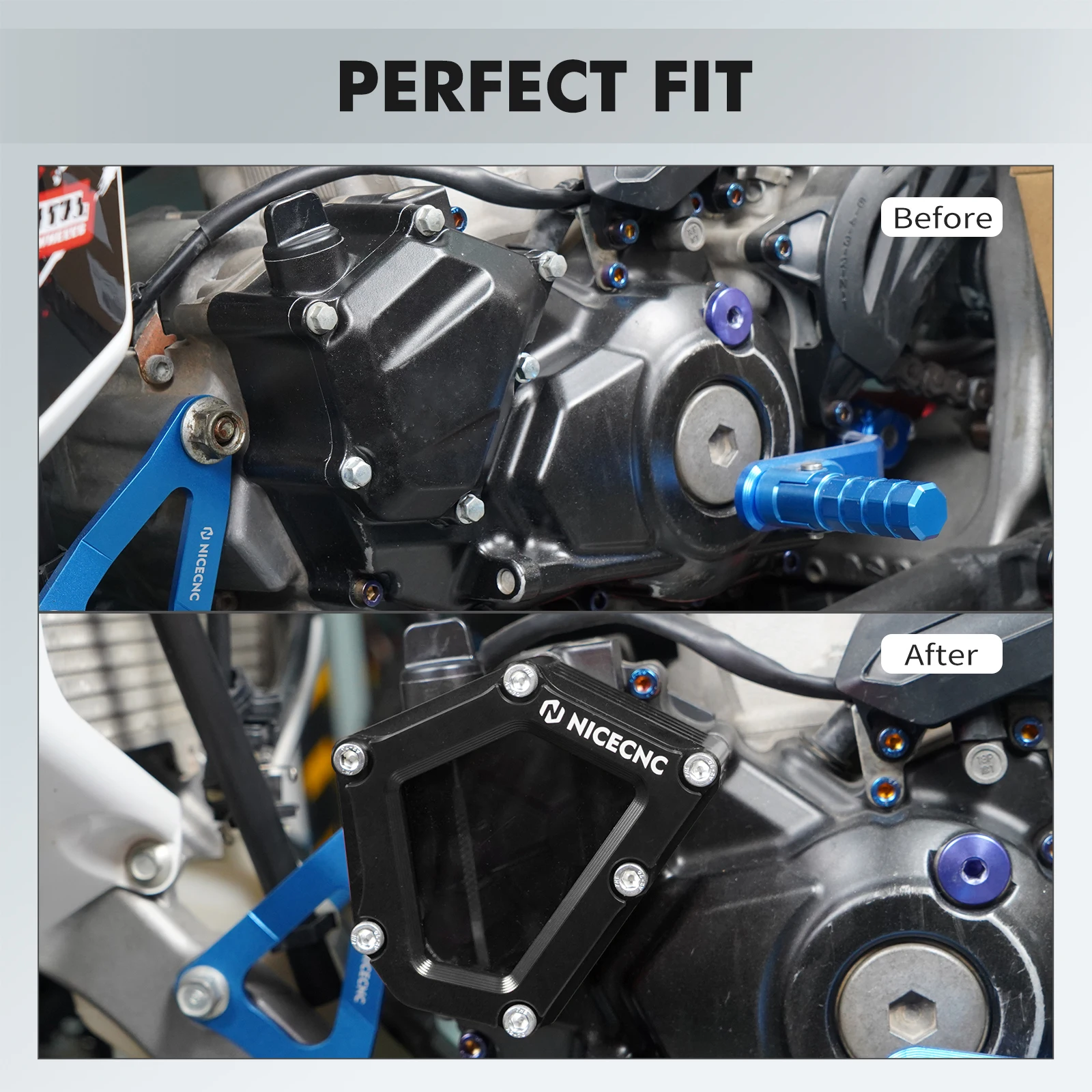 NICECNC Für Yamaha YFZ450R RSE 2009-2023 Kurbelgehäuse-Schutz Motorabdeckung Wärmeableitung Aluminium Sichtfenster ATV Zubehör – Detail 4