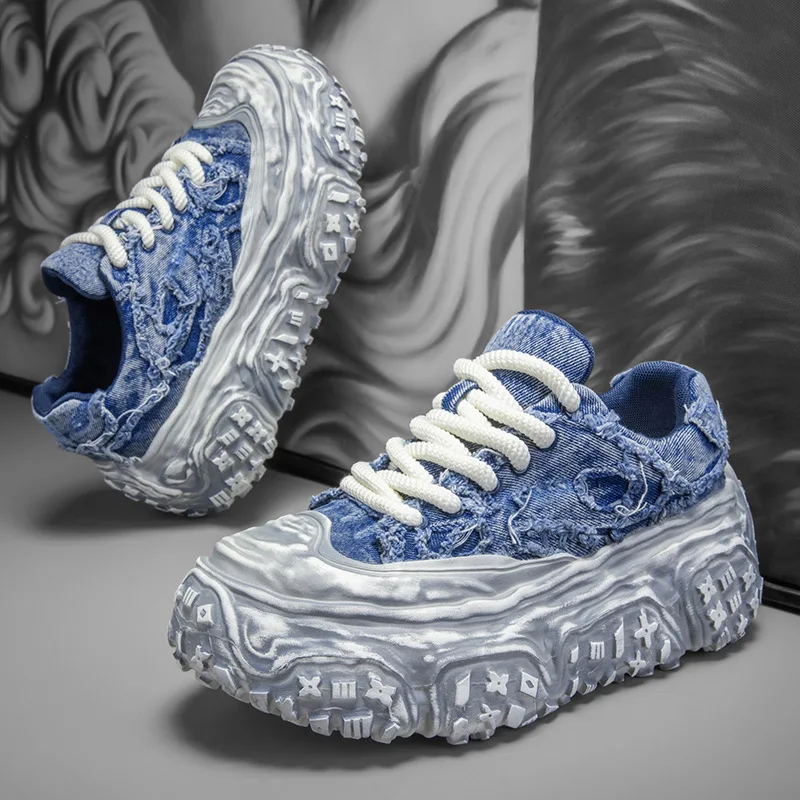 

Men Sneakers Casual Shoes Blue Canvas Lace-Up Mens Shoes Fashion Vulcanize Shoes High-quality Walking Sneakers Zapatillas Hombre