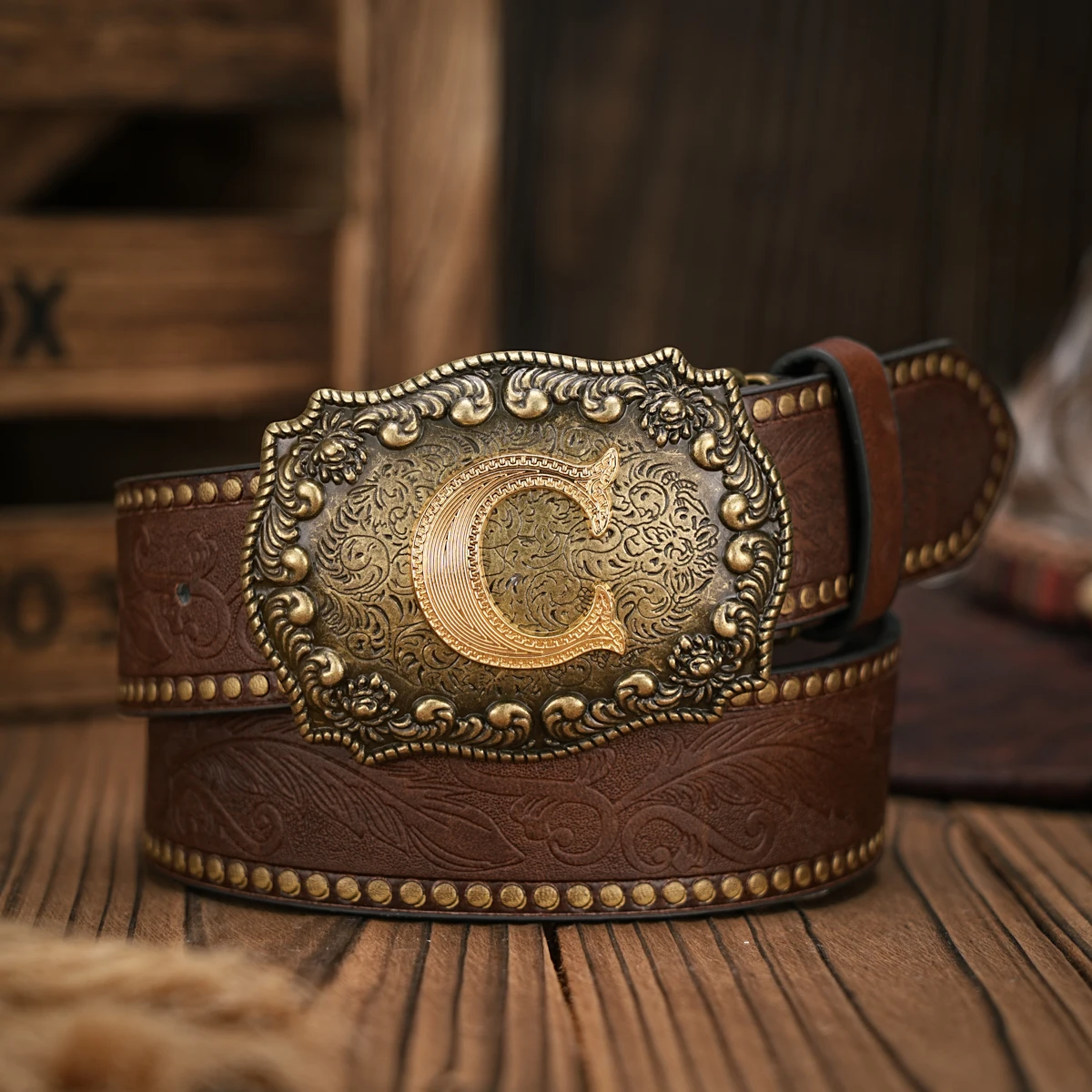 1 Stück Western-Cowboy-Gürtel - Geeignet für Männer und Frauen. Western-Gürtel mit PU-Prägung und Schnalle. Einzigartiges und Retro-Design – Detail 7