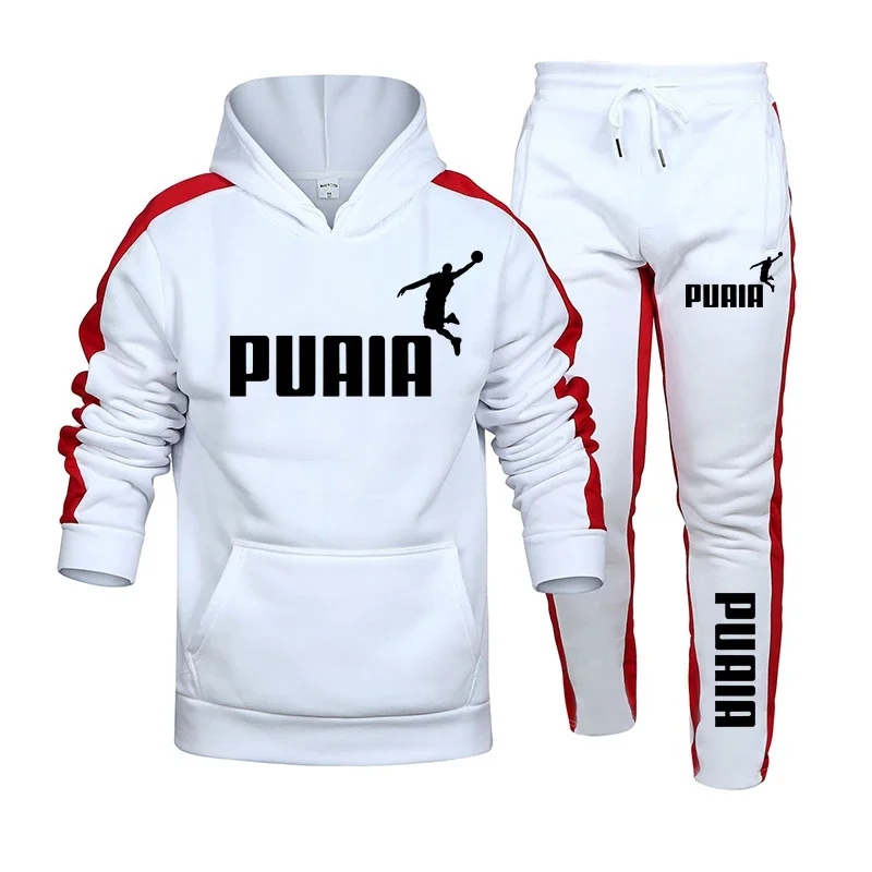 Autumn Winter Popular Mens Tracksuit Hooded Sweatshirts+Jogging Pants Set Daily Gym Outfits Casual Sports High Street Clothing