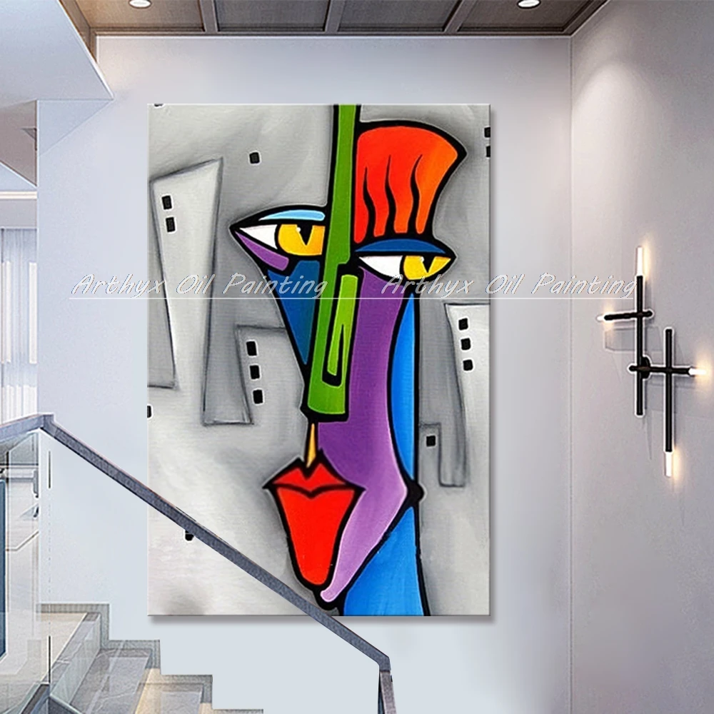 Arthyx Handpainted Cartoon Characters Oil Painting On Canvas,Abstract Pop Art,Large Wall Picture For Living Room,Home Decoration