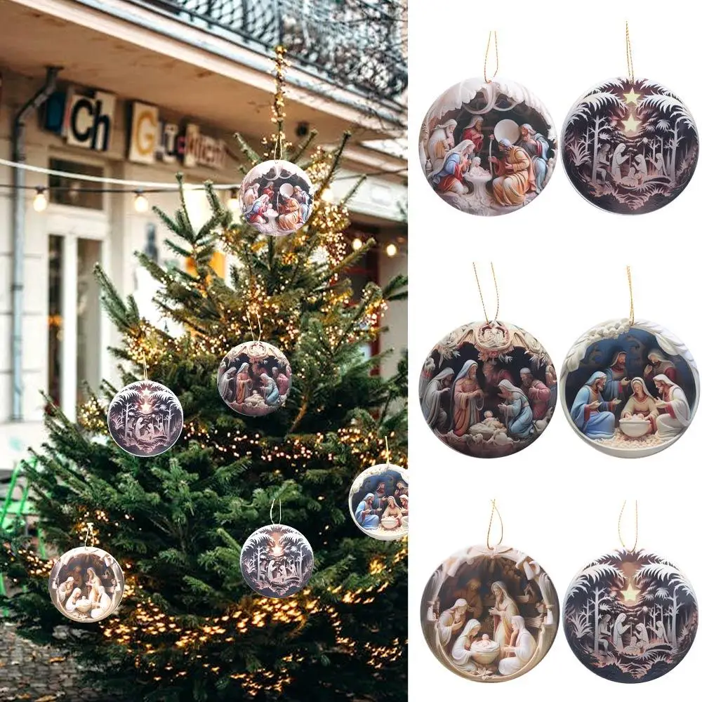 3d Effect Jesus Hanging Ornament Acrylic Christmas Nativity Acrylic Flat Ornaments Reusable Hanging Xmas Tree Pendants