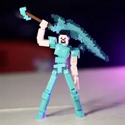 3D Printed Steve with Sword Mannequin Multi-Jointed Movable Robot Toys Figures Toys For Kids & Adults Parent-children Game Gifts
